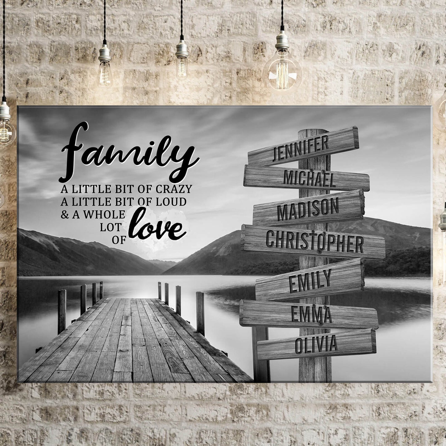 Family: A Little Bit Crazy, A Little Bit Loud & A Whole Lot of Love - Personalized Canvas Art