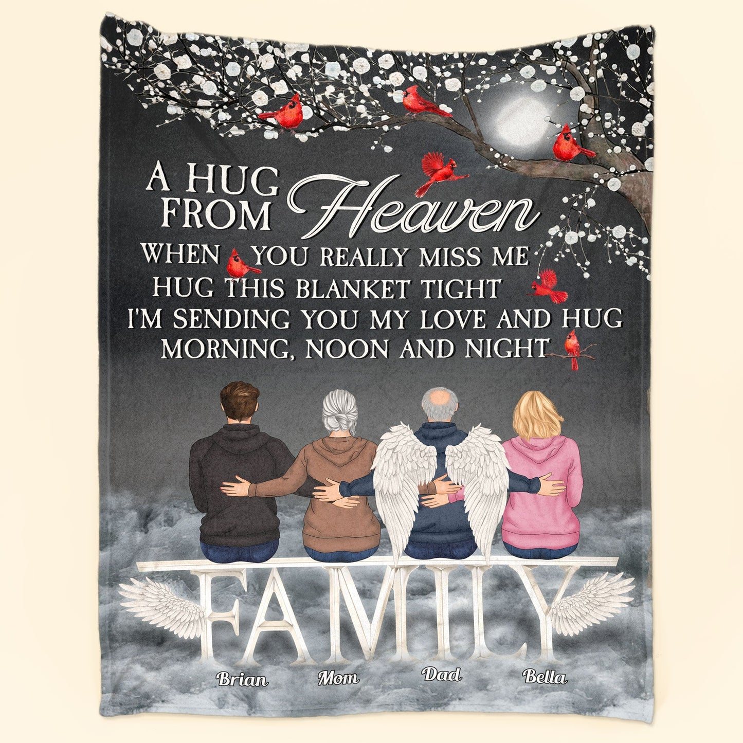 Personalized Comforting Memorial For Loved One Blanket for Family: A Hug From Heaven