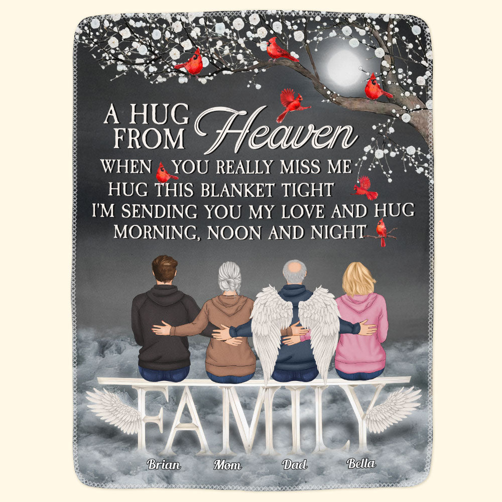 Personalized Comforting Memorial For Loved One Blanket for Family: A Hug From Heaven