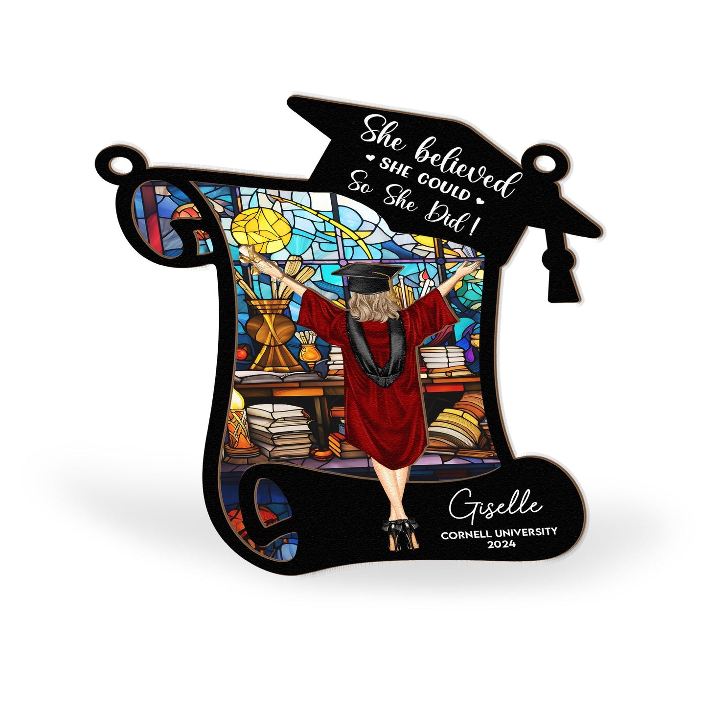 Personalized Graduation Suncatcher: 'She Believed She Could So She Did!'