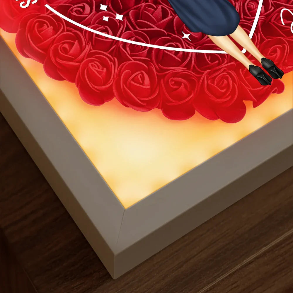 Graduation,Gift For Yourself,Happy - She Believed She Could Graduation Gift - Personalized LED Light Flower Shadow Box