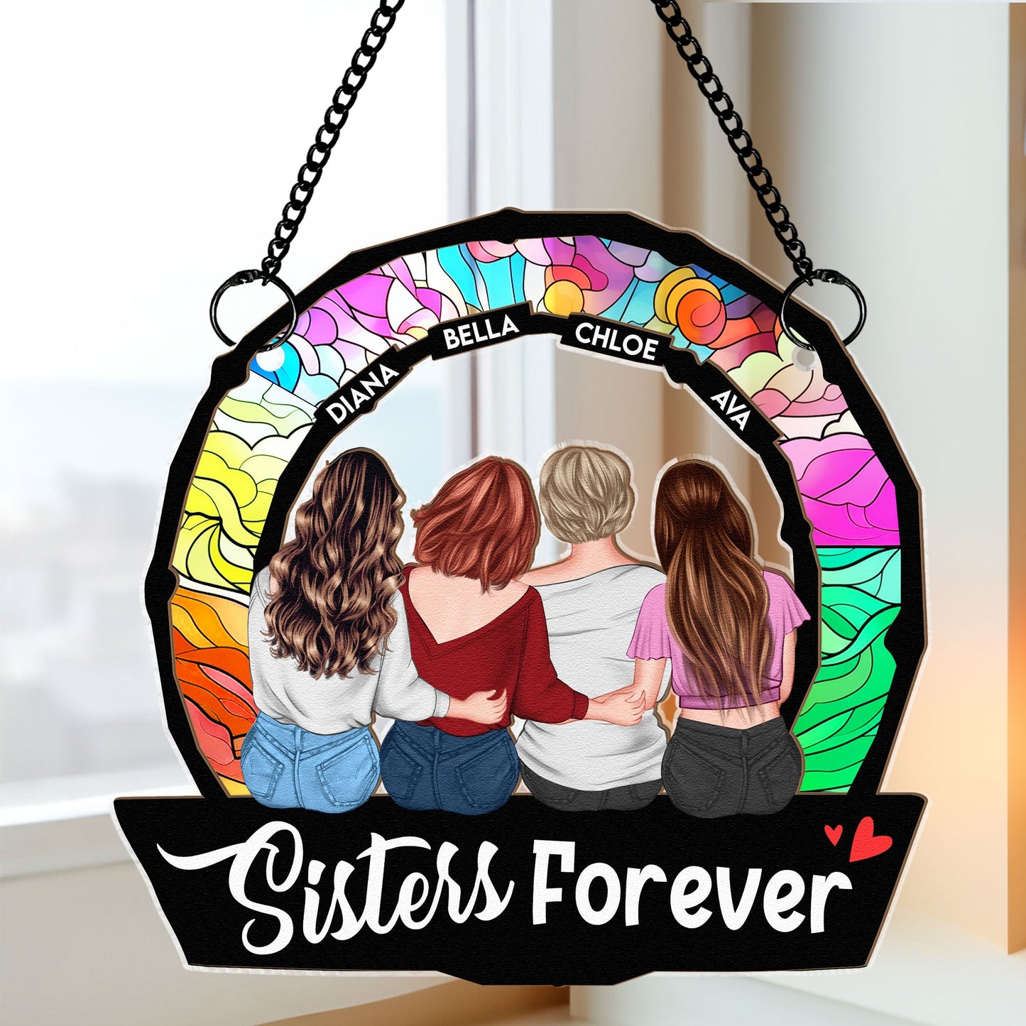 Personalized 'Sisters Forever' Suncatcher - Custom Best Friends Keepsake Gift