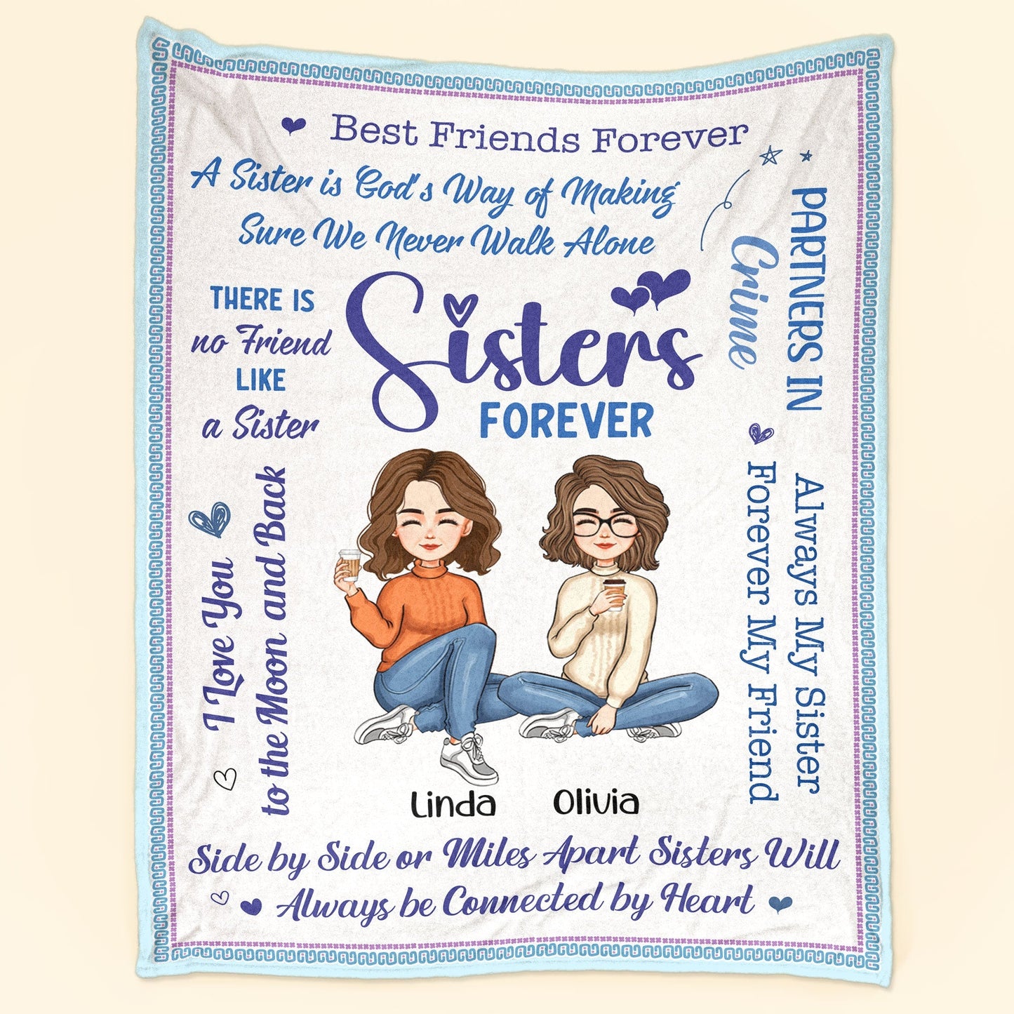 Heartfelt Personalized Sister Blanket - 'Sisters Forever' Custom Gift