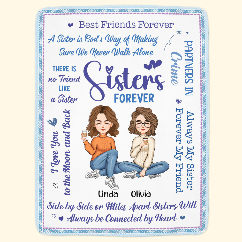 Heartfelt Personalized Sister Blanket - 'Sisters Forever' Custom Gift
