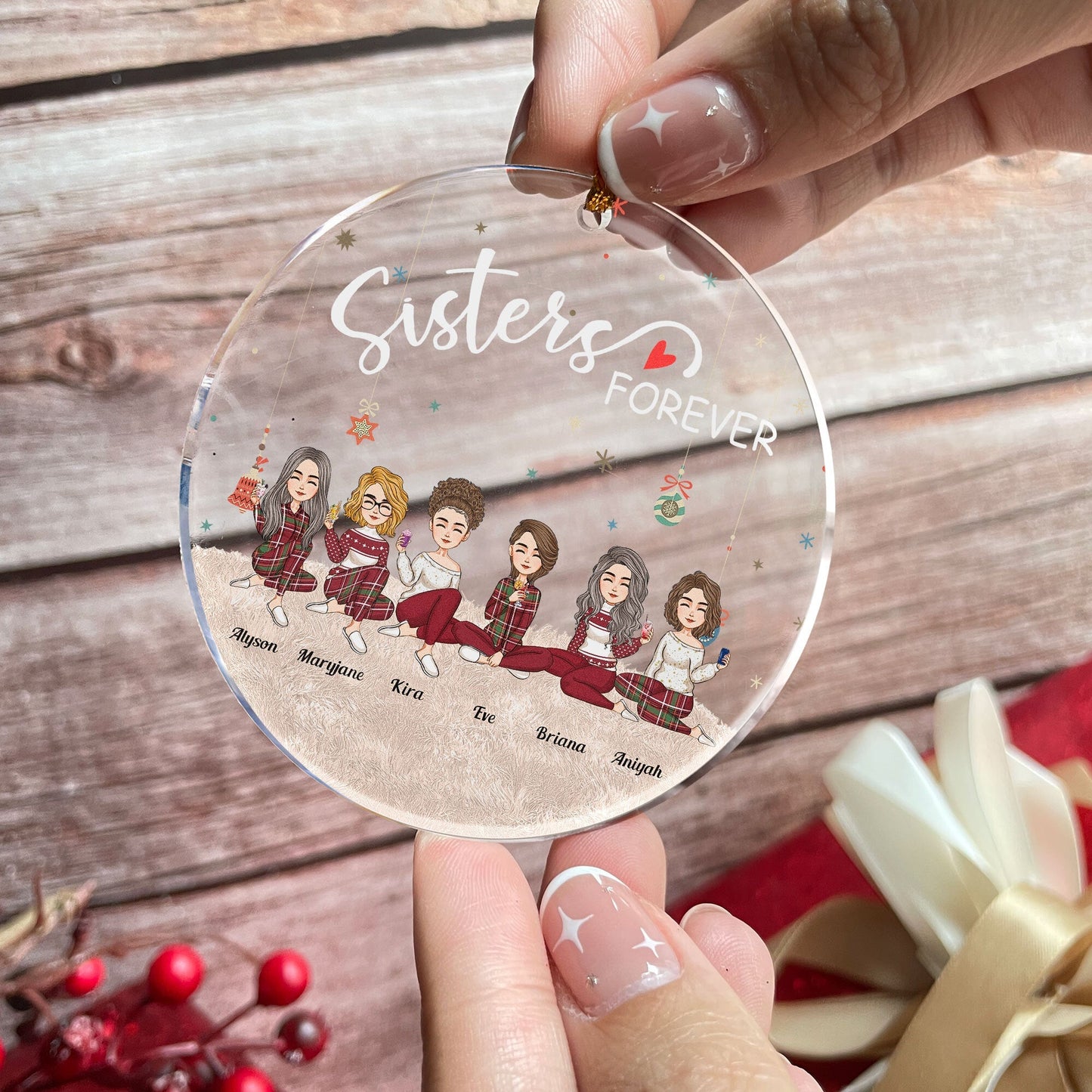 Custom "Sisters Forever" Ornament - Personalized Gift for Best Friends
