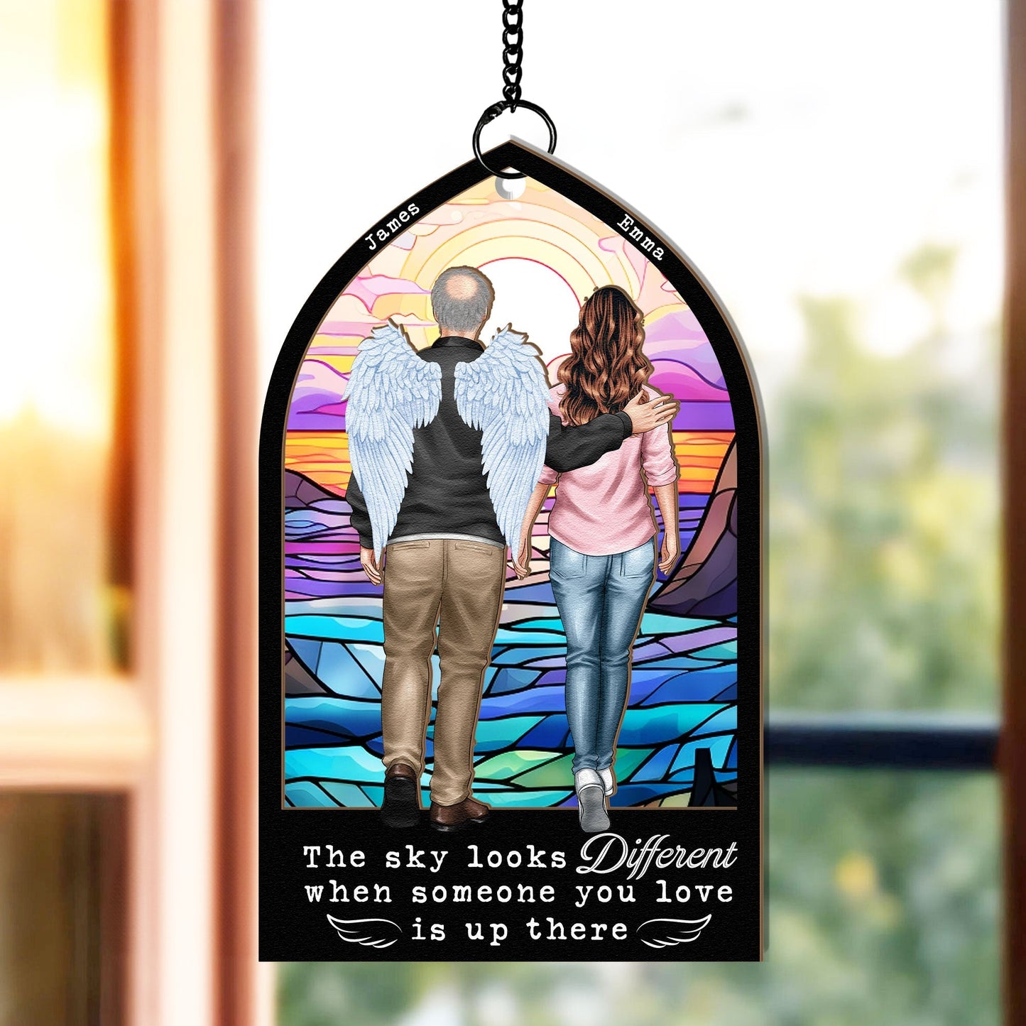Custom Memorial For Loved One Suncatcher Ornament: 'Sky Looks Different' Keepsake