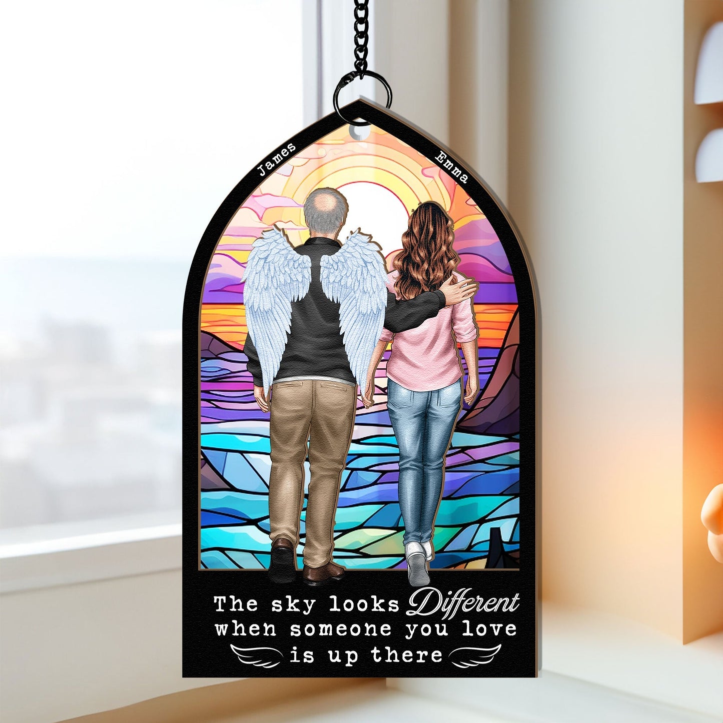 Custom Memorial For Loved One Suncatcher Ornament: 'Sky Looks Different' Keepsake