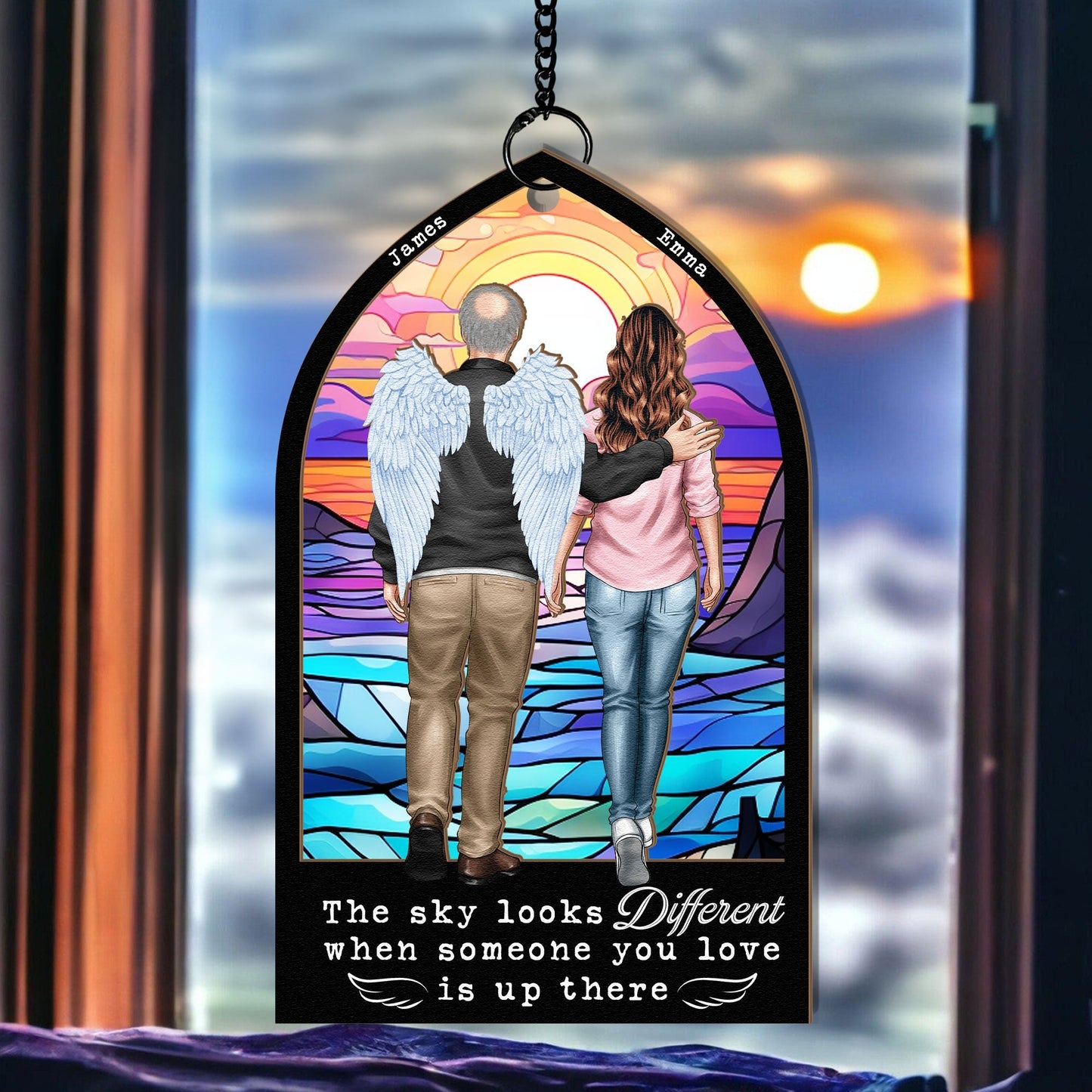 Custom Memorial For Loved One Suncatcher Ornament: 'Sky Looks Different' Keepsake