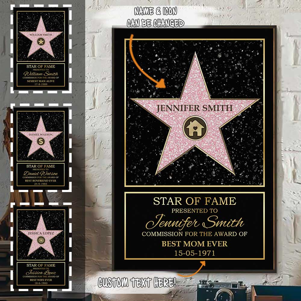Personalized 'Best Mom Ever' Star of Fame Canvas - Custom Family Gift