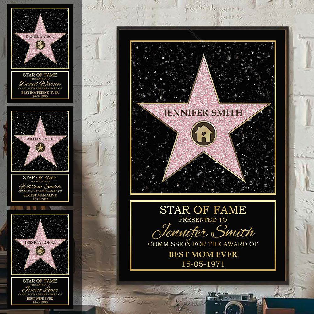 Personalized 'Best Mom Ever' Star of Fame Canvas - Custom Family Gift
