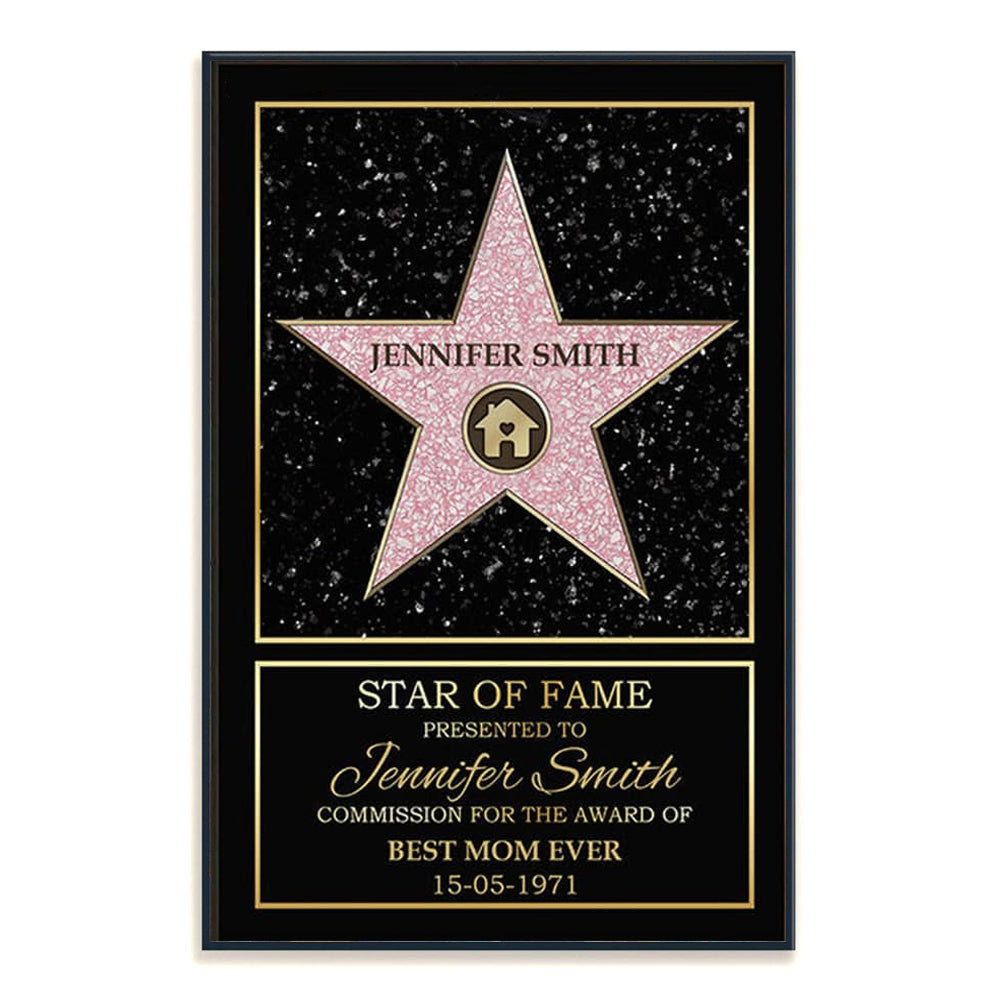 Personalized 'Best Mom Ever' Star of Fame Canvas - Custom Family Gift