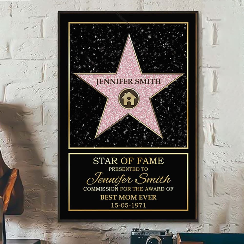 Personalized 'Best Mom Ever' Star of Fame Canvas - Custom Family Gift