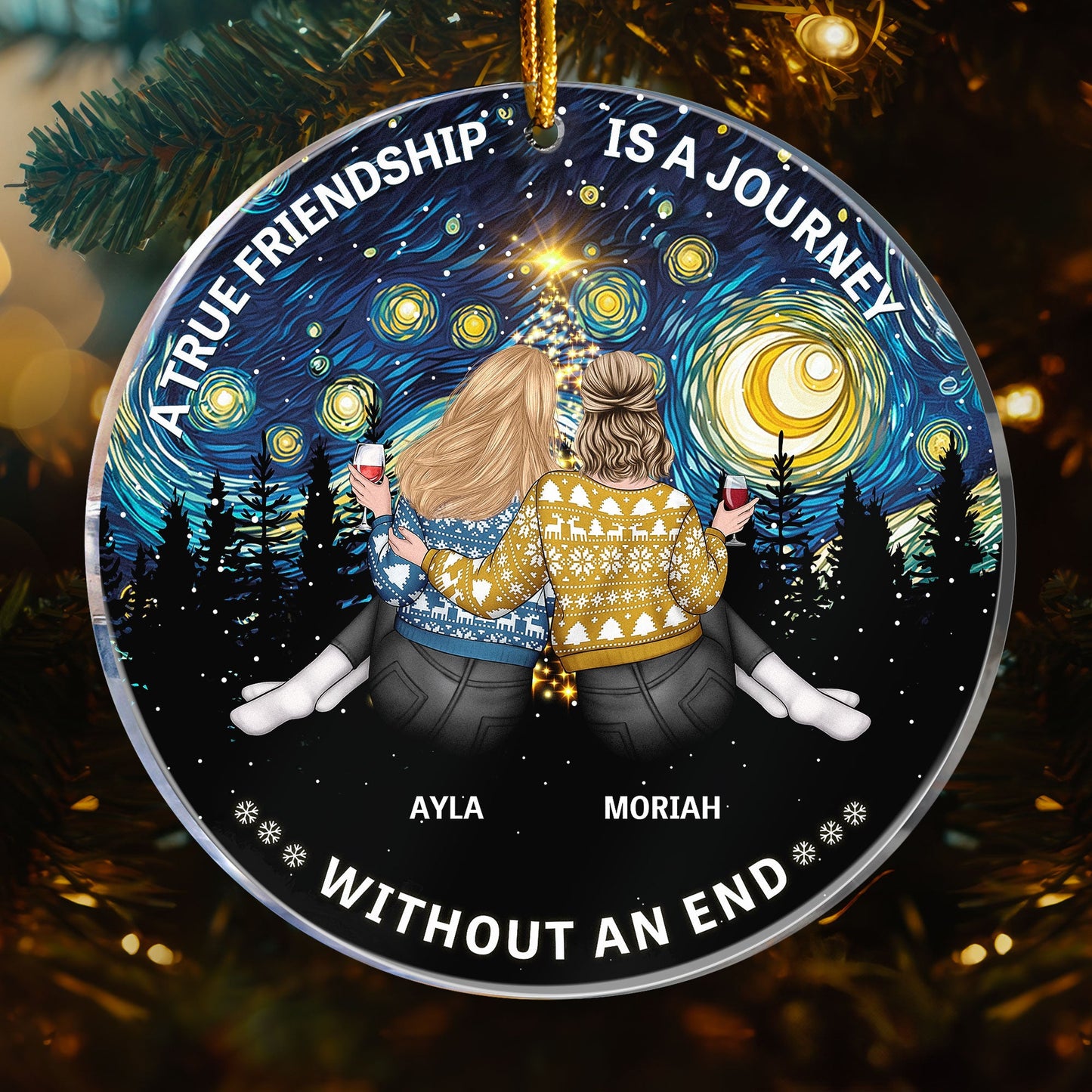 Personalized Christmas Ornament for Friends & Sisters: "True Friendship Journey"
