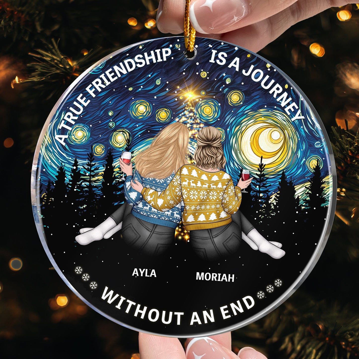 Personalized Christmas Ornament for Friends & Sisters: "True Friendship Journey"