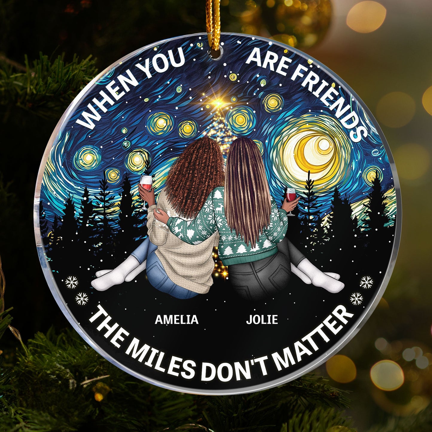 Personalized Christmas Ornament for Friends & Sisters: "True Friendship Journey"