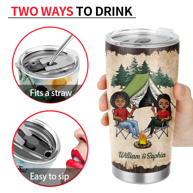 Custom Couple Camping Tumbler: 'Husband & Wife Partners For Life'