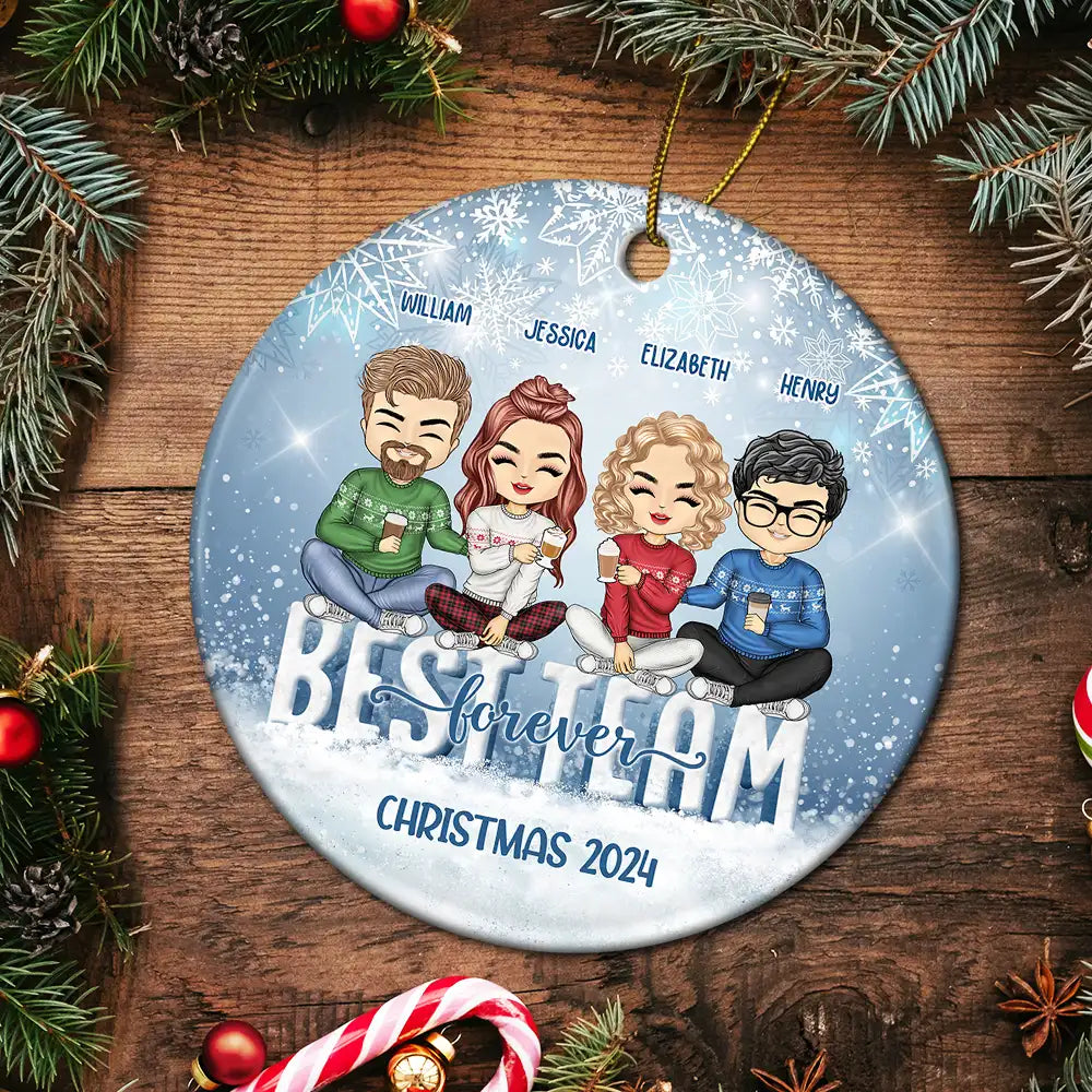 Personalized 'Best Team Forever' Christmas Ornament for Friends & Coworkers