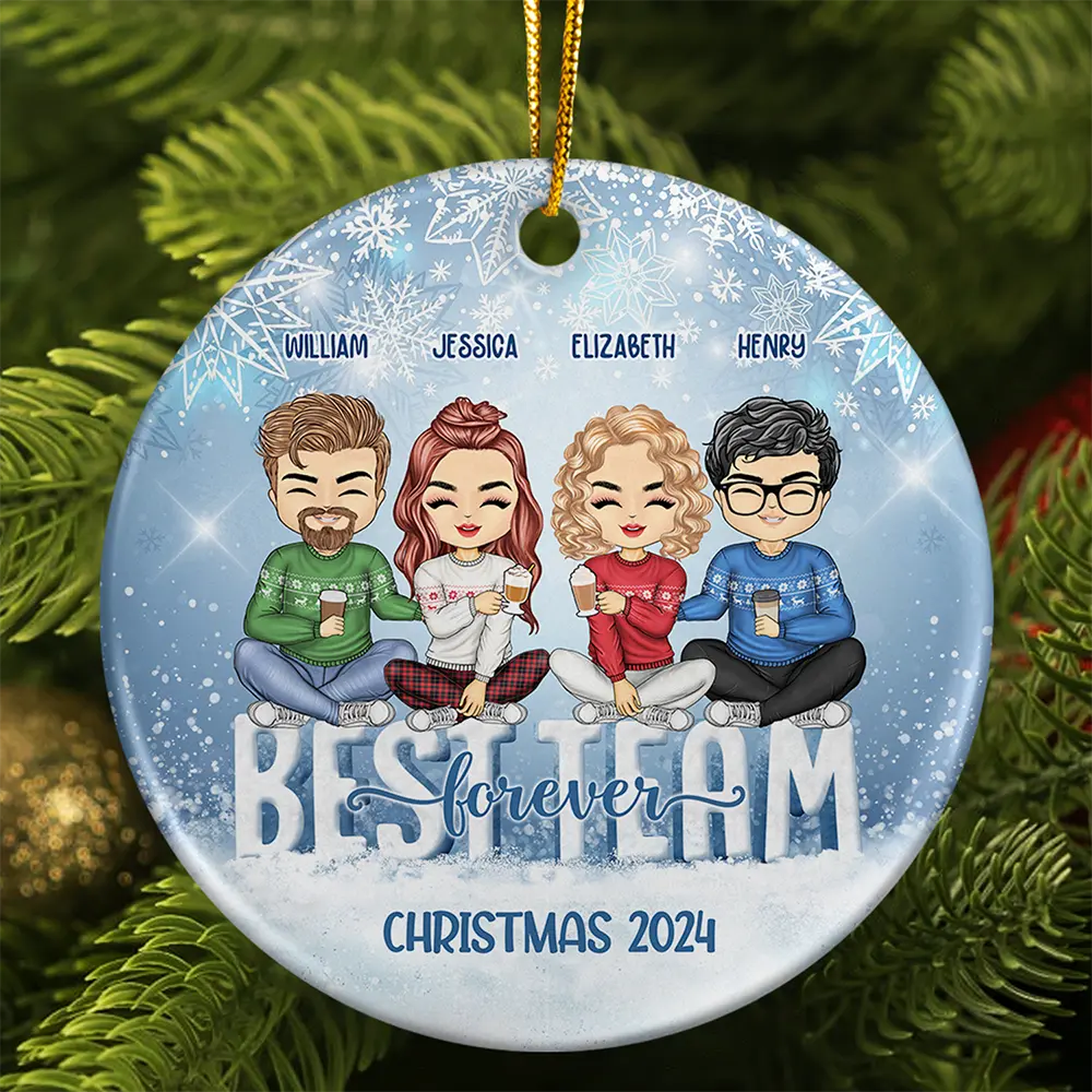 Personalized 'Best Team Forever' Christmas Ornament for Friends & Coworkers