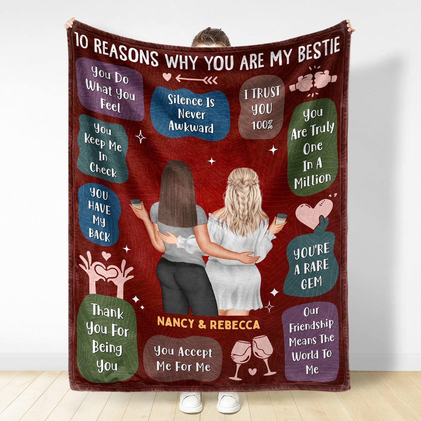 Personalized '10 Reasons Why You Are My Bestie' Custom Blanket Gift
