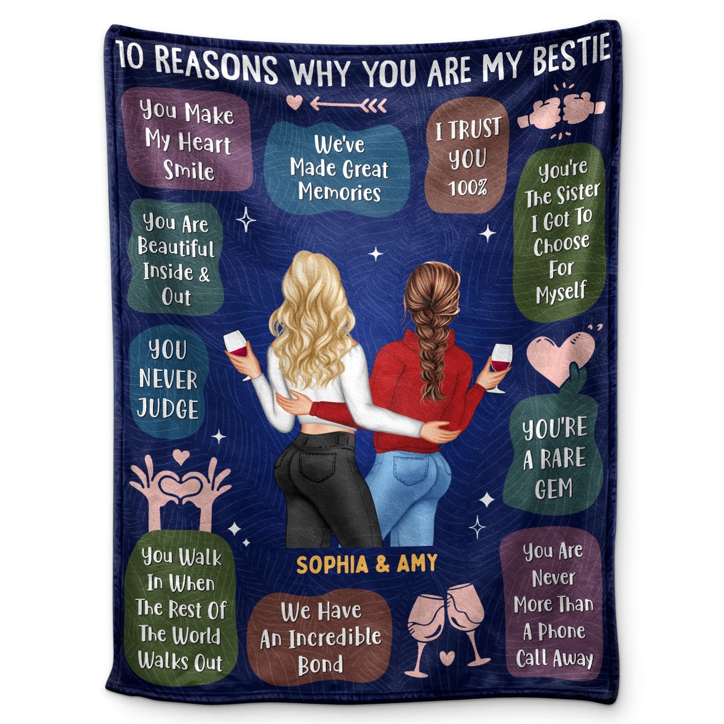 Personalized '10 Reasons Why You Are My Bestie' Custom Blanket Gift