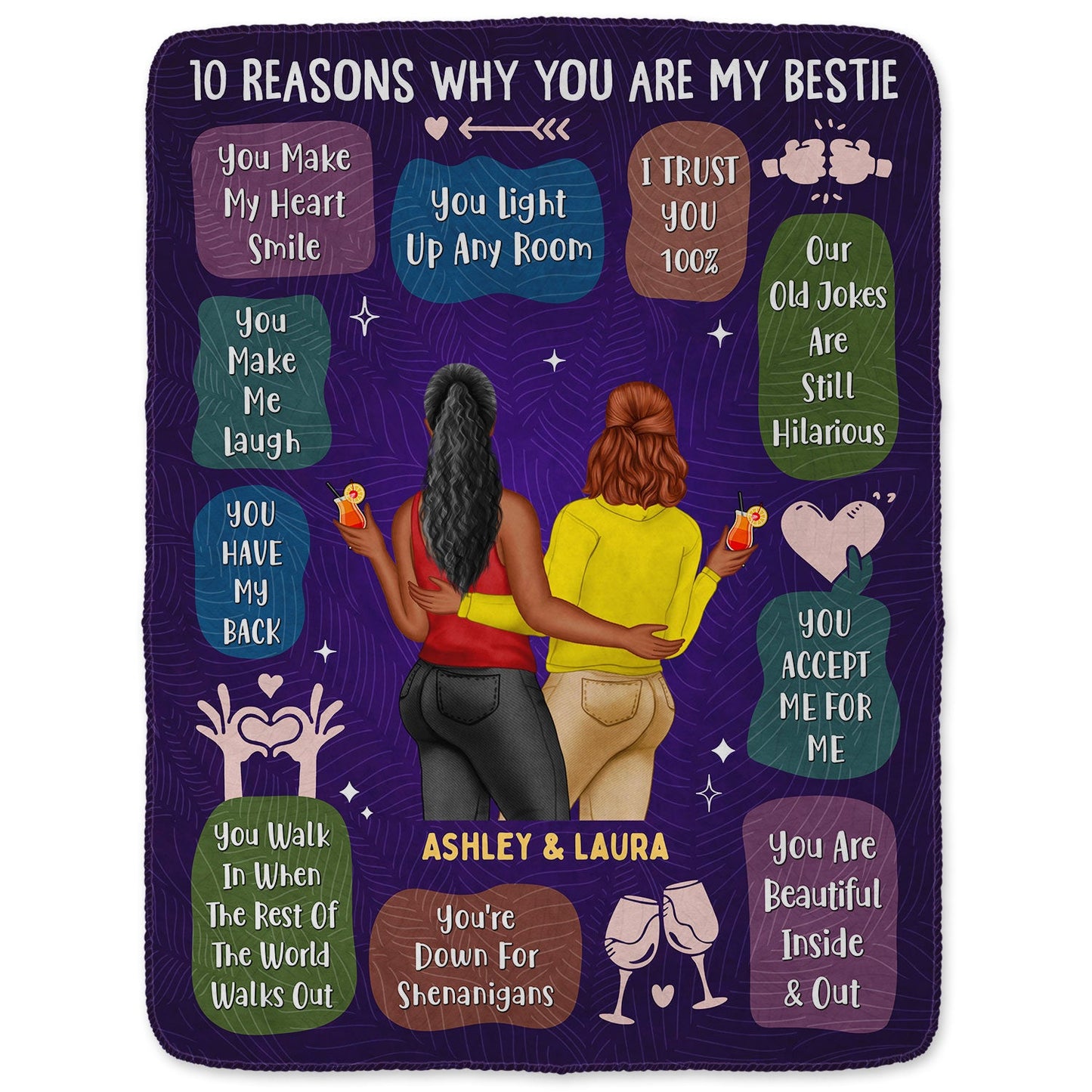 Personalized '10 Reasons Why You Are My Bestie' Custom Blanket Gift