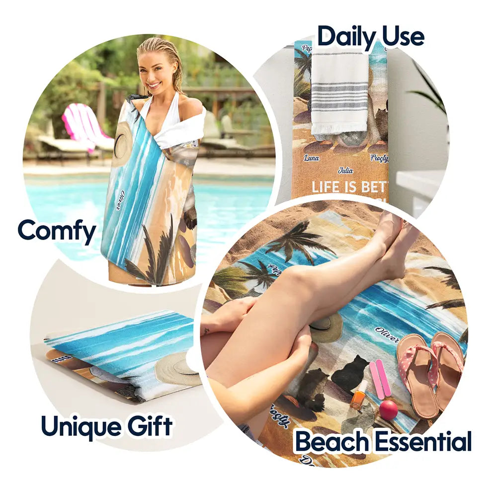 Personalized 'Happily Ever After' Beach Towel for Dog & Cat Moms