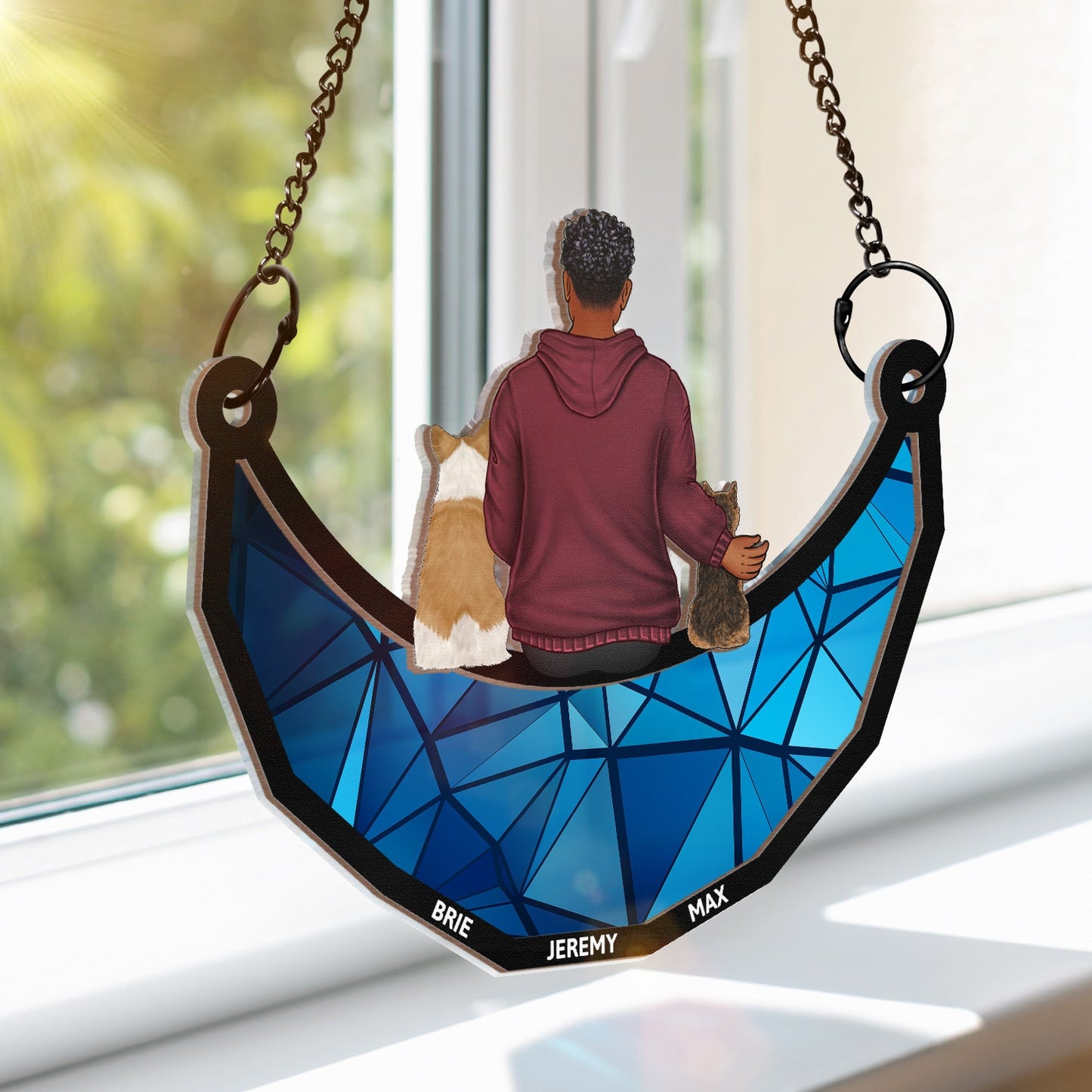 Personalized Dog Dad Suncatcher: 'A Bond That Can't Be Broken' Gift