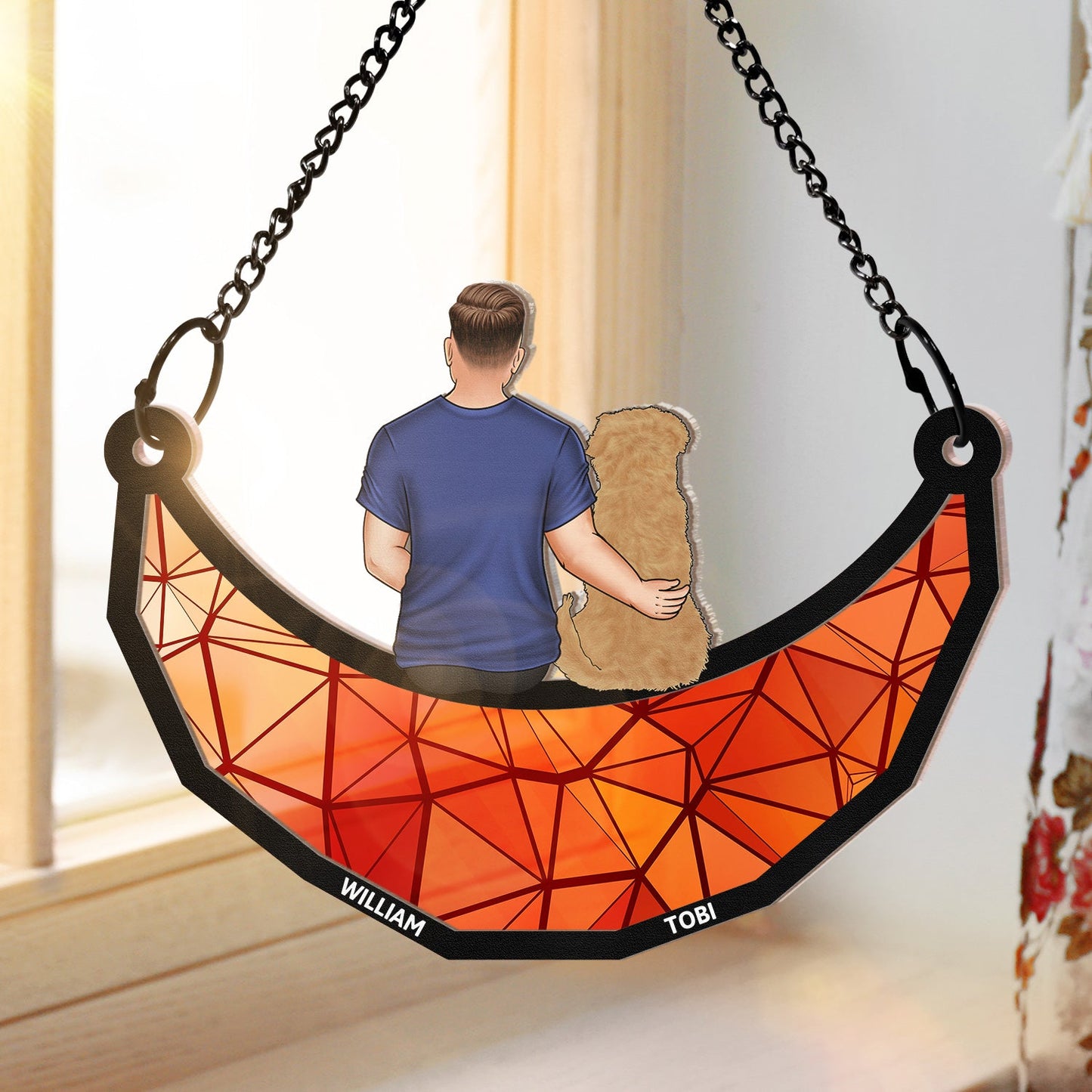 Personalized Dog Dad Suncatcher: 'A Bond That Can't Be Broken' Gift