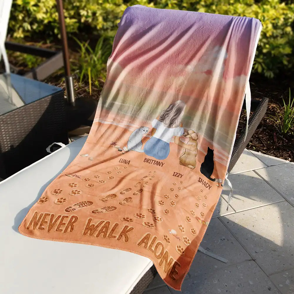 ‘Never Walk Alone’ Personalized Beach Towel for Dog Lovers & Pet Parents
