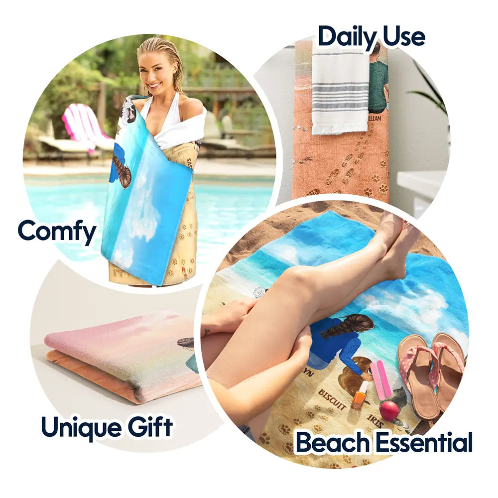 ‘Never Walk Alone’ Personalized Beach Towel for Dog Lovers & Pet Parents
