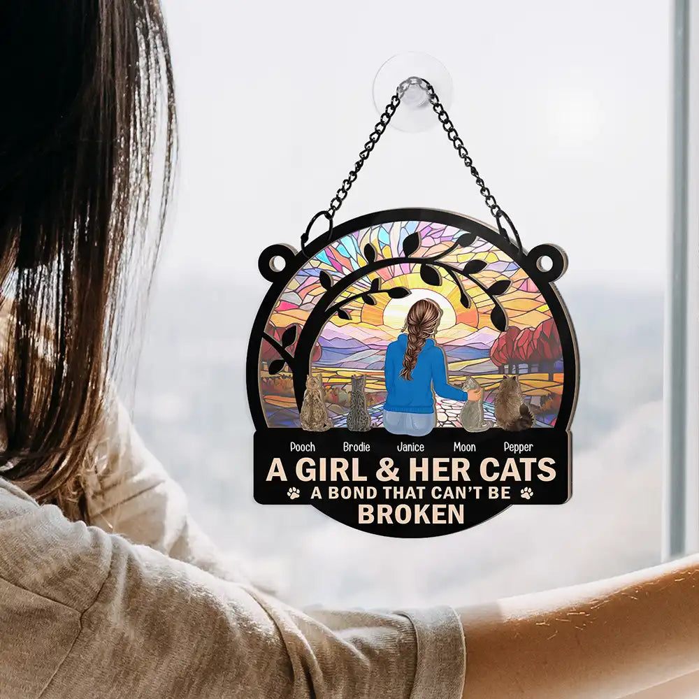 Personalized Pet Lover Suncatcher Ornament - "A Girl & Her Dog" Gift