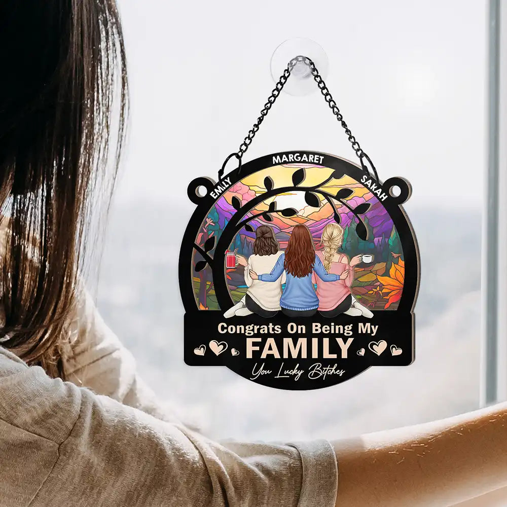 Funny Personalized Best Friends Suncatcher Ornament - Congrats On My Besties