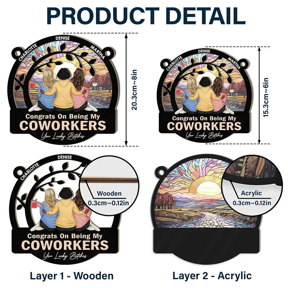 Funny Personalized Best Friends Suncatcher Ornament - Congrats On My Besties