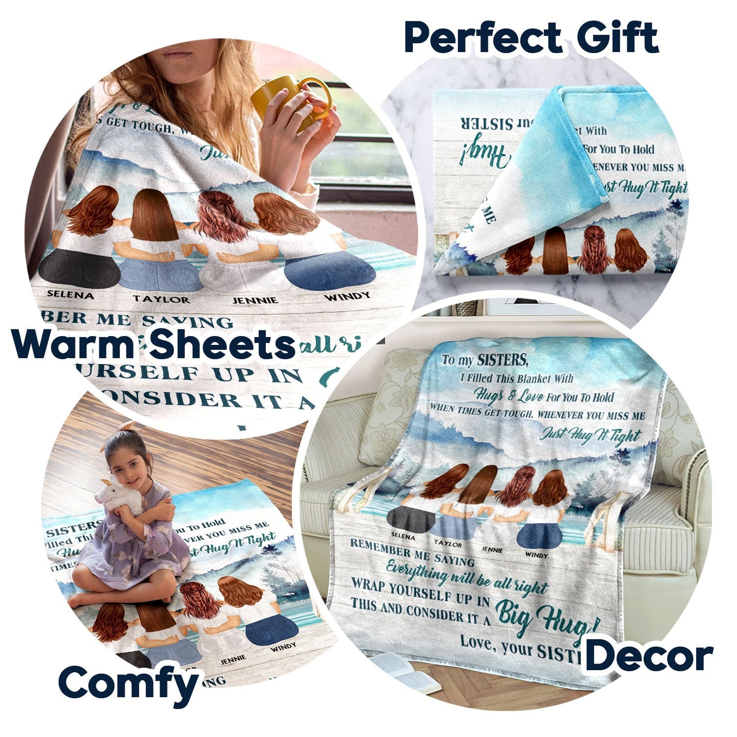 Custom Blanket for Sisters: 'Everything Will Be Alright' Cozy Hug Gift