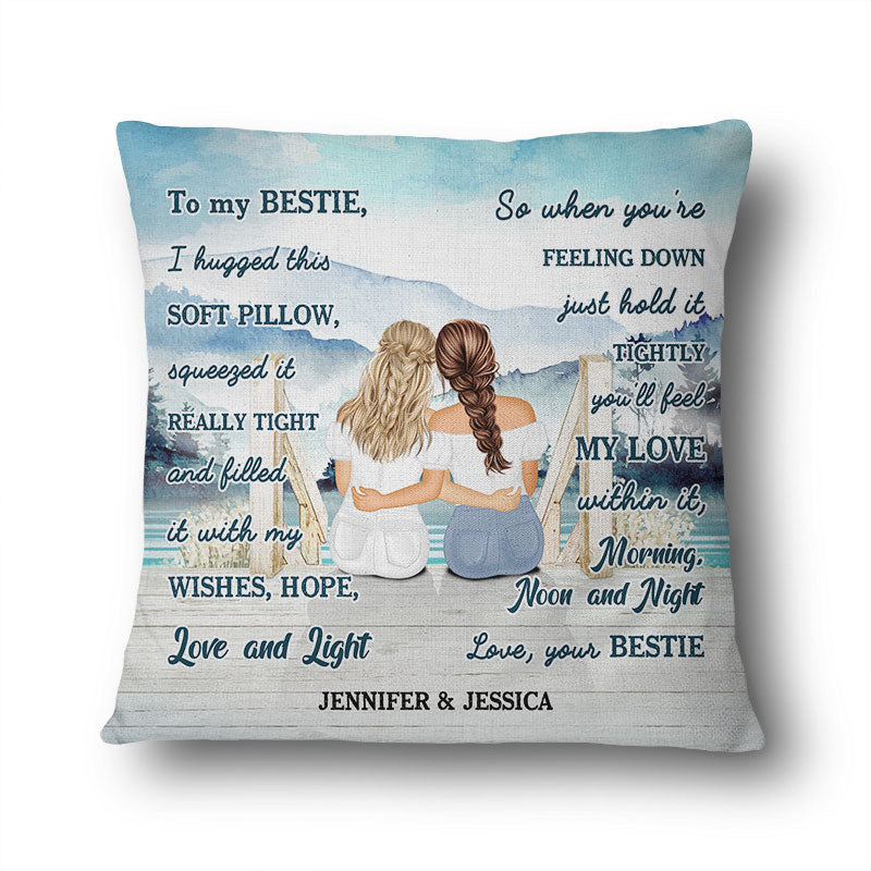 “Calm Lake, Cozy Hugs” - Personalized Bestie Pillow