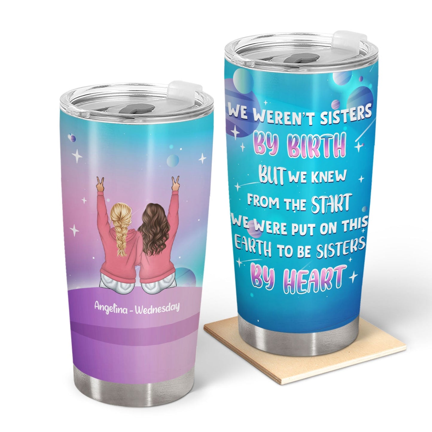 Custom Best Friend Tumbler: 'Sisters By Heart' Personalized Friendship Gift