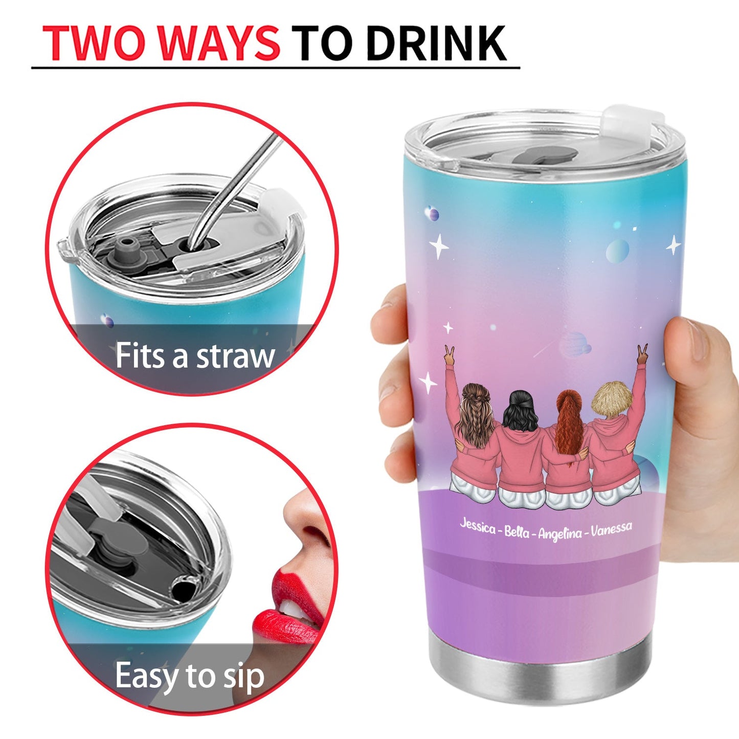 Custom Best Friend Tumbler: 'Sisters By Heart' Personalized Friendship Gift