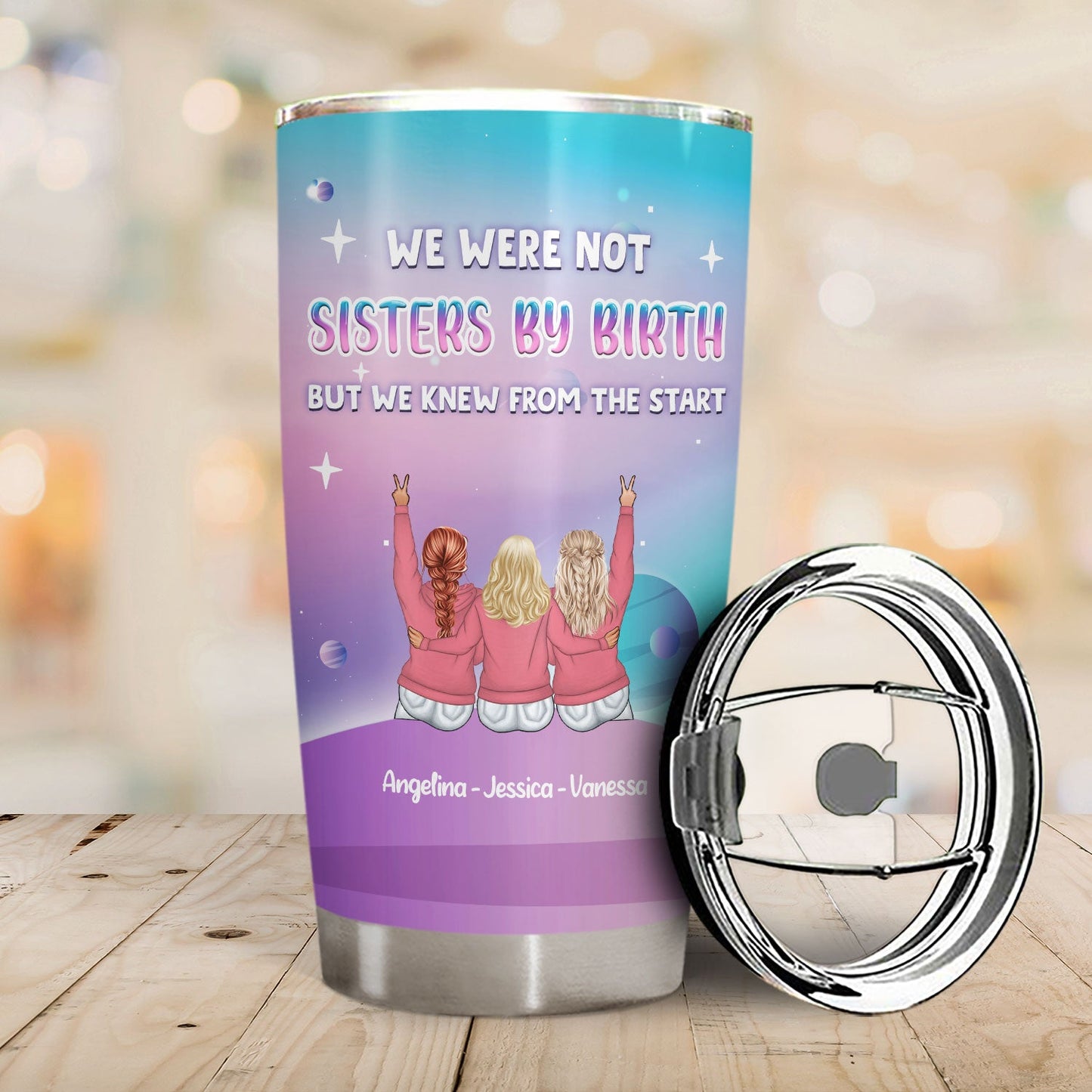 Custom Best Friend Tumbler: 'Sisters By Heart' Personalized Friendship Gift