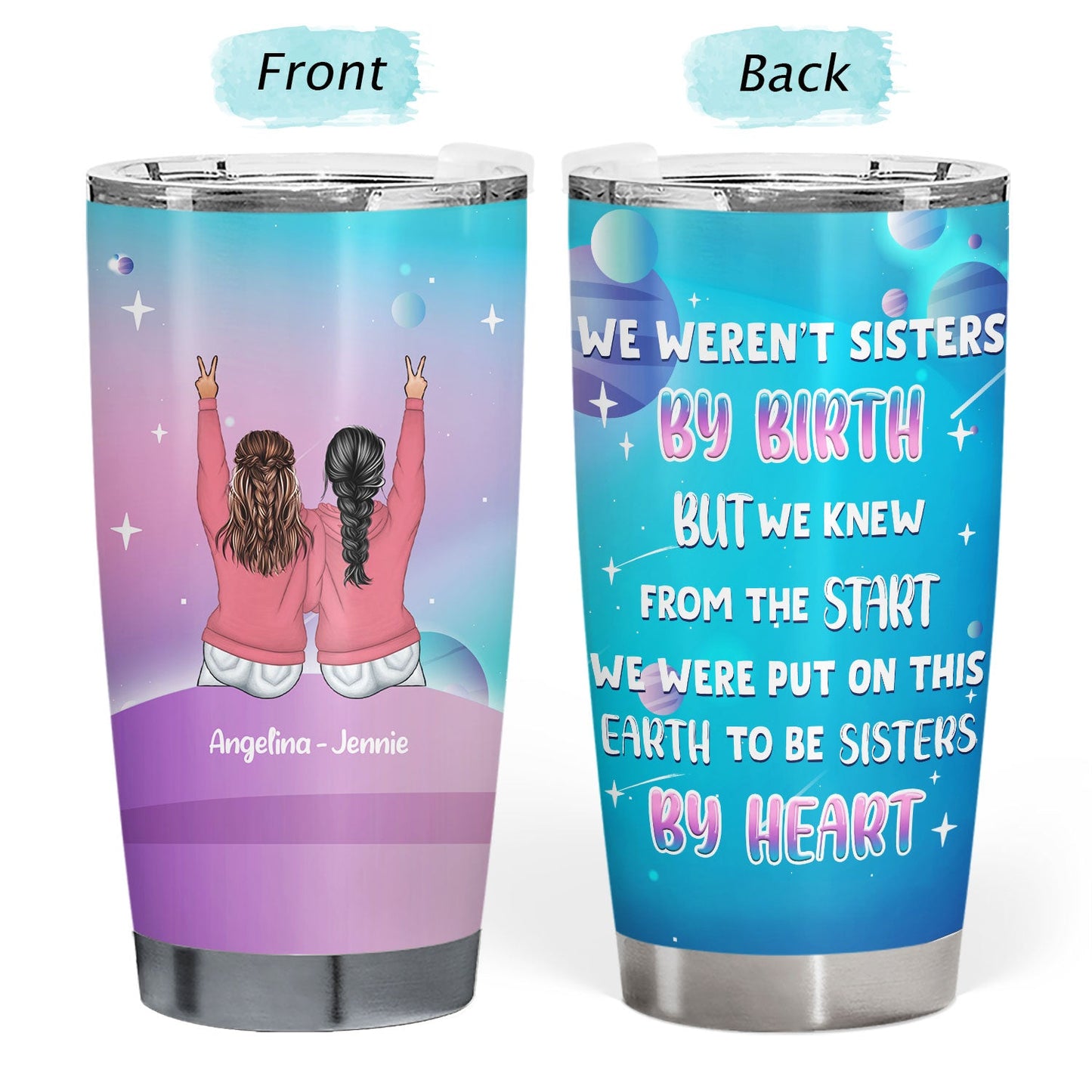 Custom Best Friend Tumbler: 'Sisters By Heart' Personalized Friendship Gift