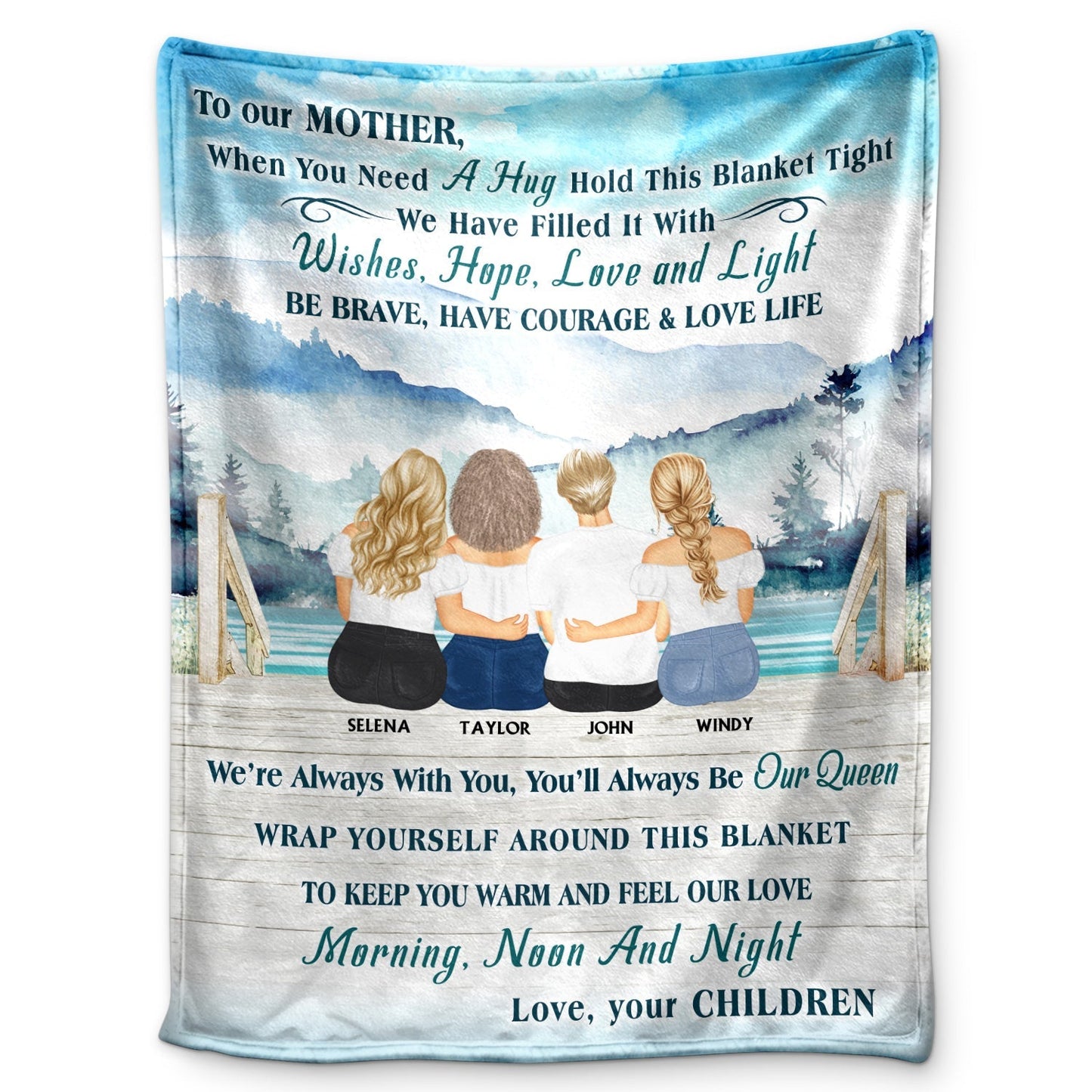 Custom Blanket for Mom: "When You Need A Hug Hold This Blanket Tight"