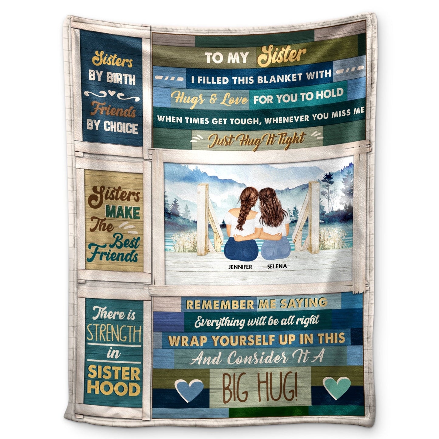 Personalized Sister Blanket: 'A Big Hug' Custom Fleece & Sherpa Gift