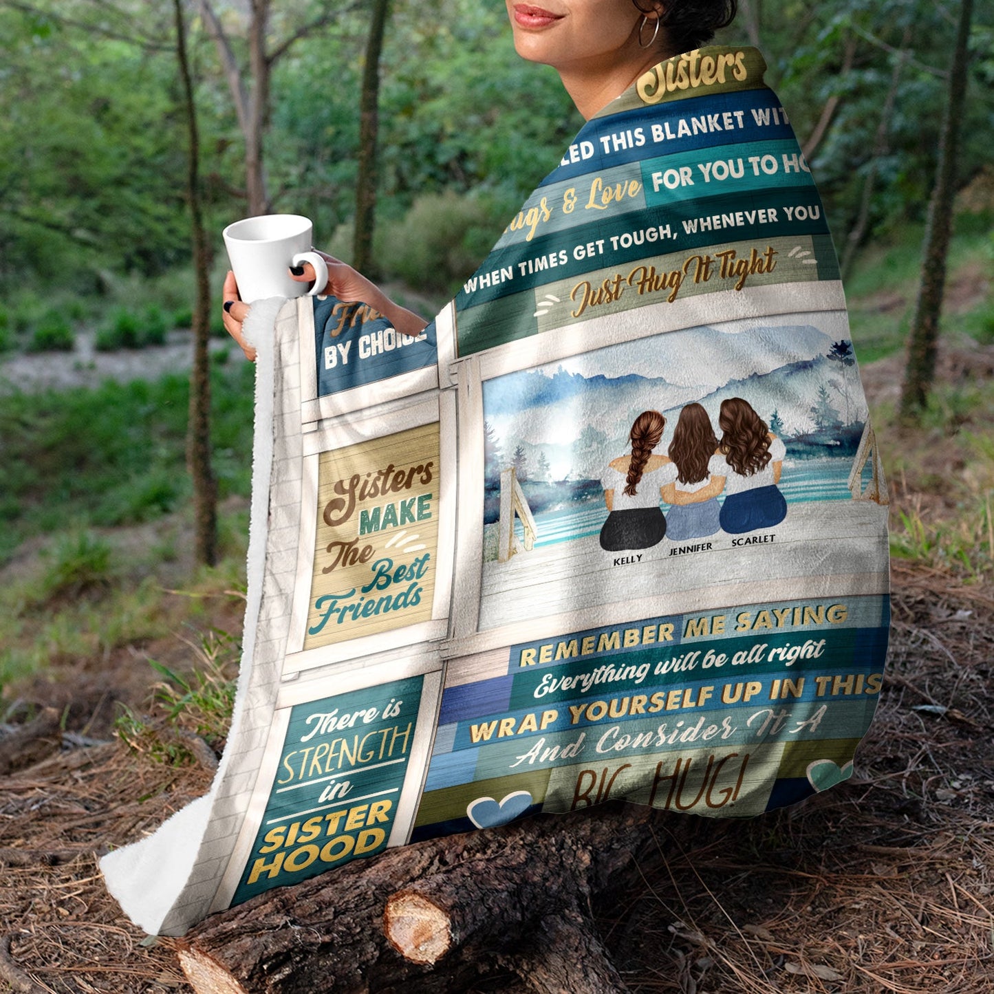 Personalized Sister Blanket: 'A Big Hug' Custom Fleece & Sherpa Gift