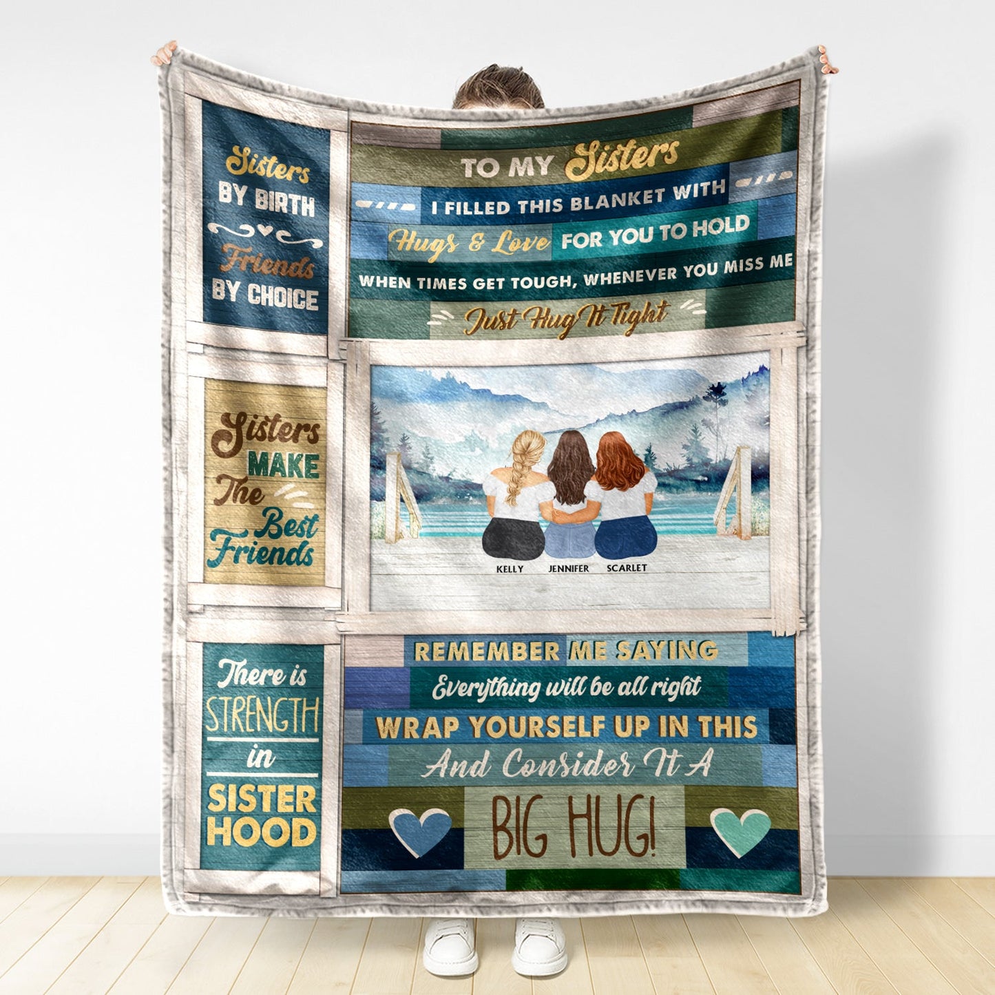 Personalized Sister Blanket: 'A Big Hug' Custom Fleece & Sherpa Gift