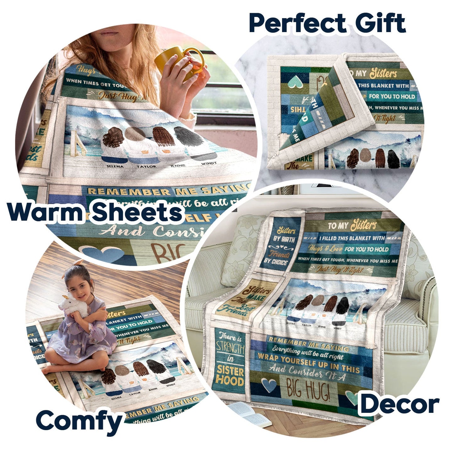 Personalized Sister Blanket: 'A Big Hug' Custom Fleece & Sherpa Gift