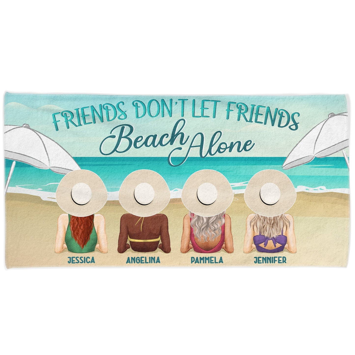 Personalized Beach Towel for Best Friends: 'Friends Don't Let Friends Beach Alone'