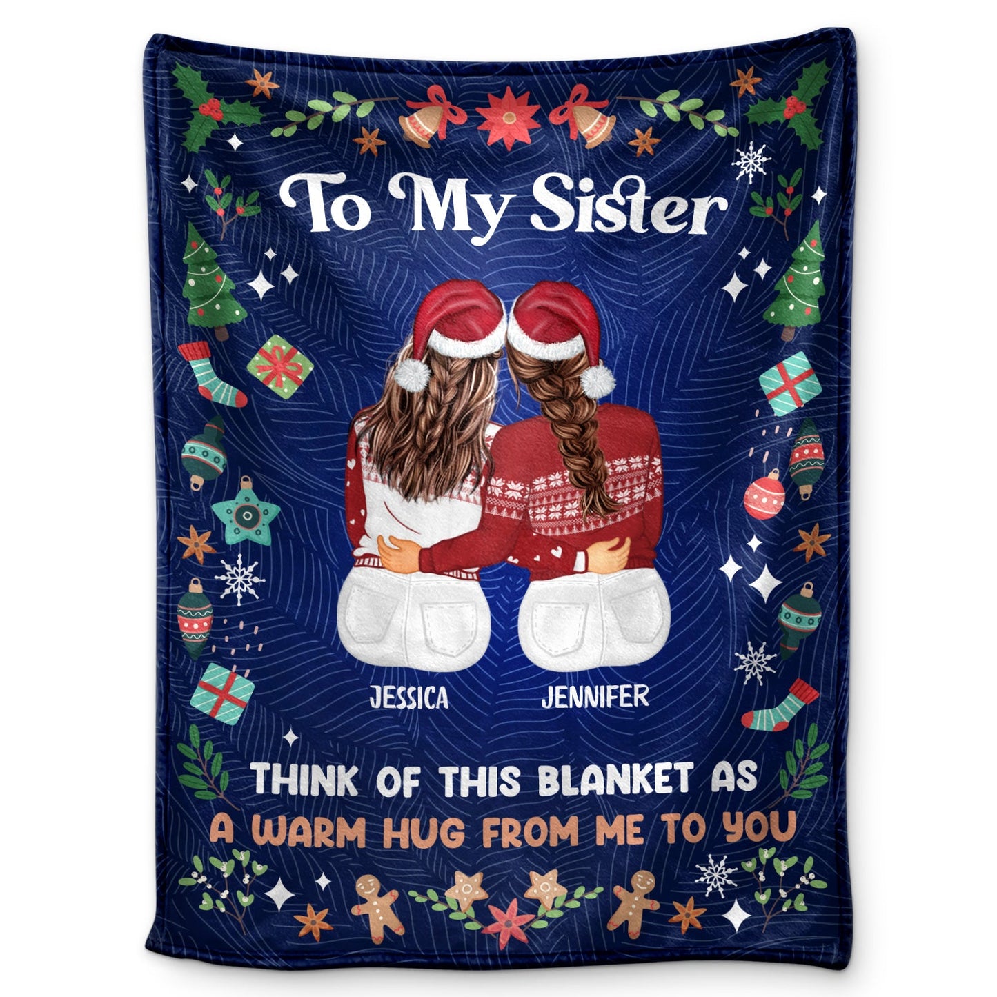 Personalized 'A Warm Hug' Christmas Blanket for Sisters & Best Friends