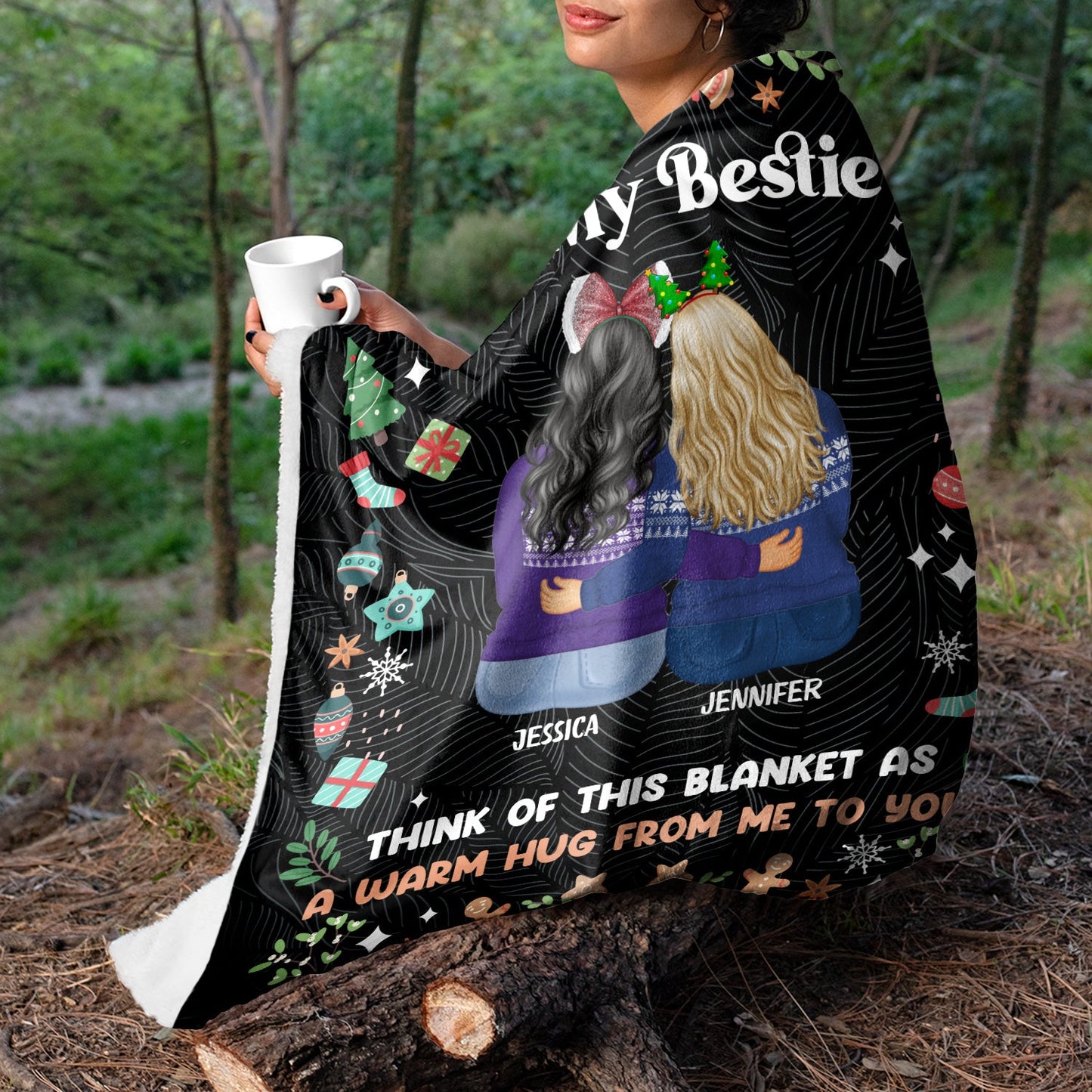 Personalized 'A Warm Hug' Christmas Blanket for Sisters & Best Friends