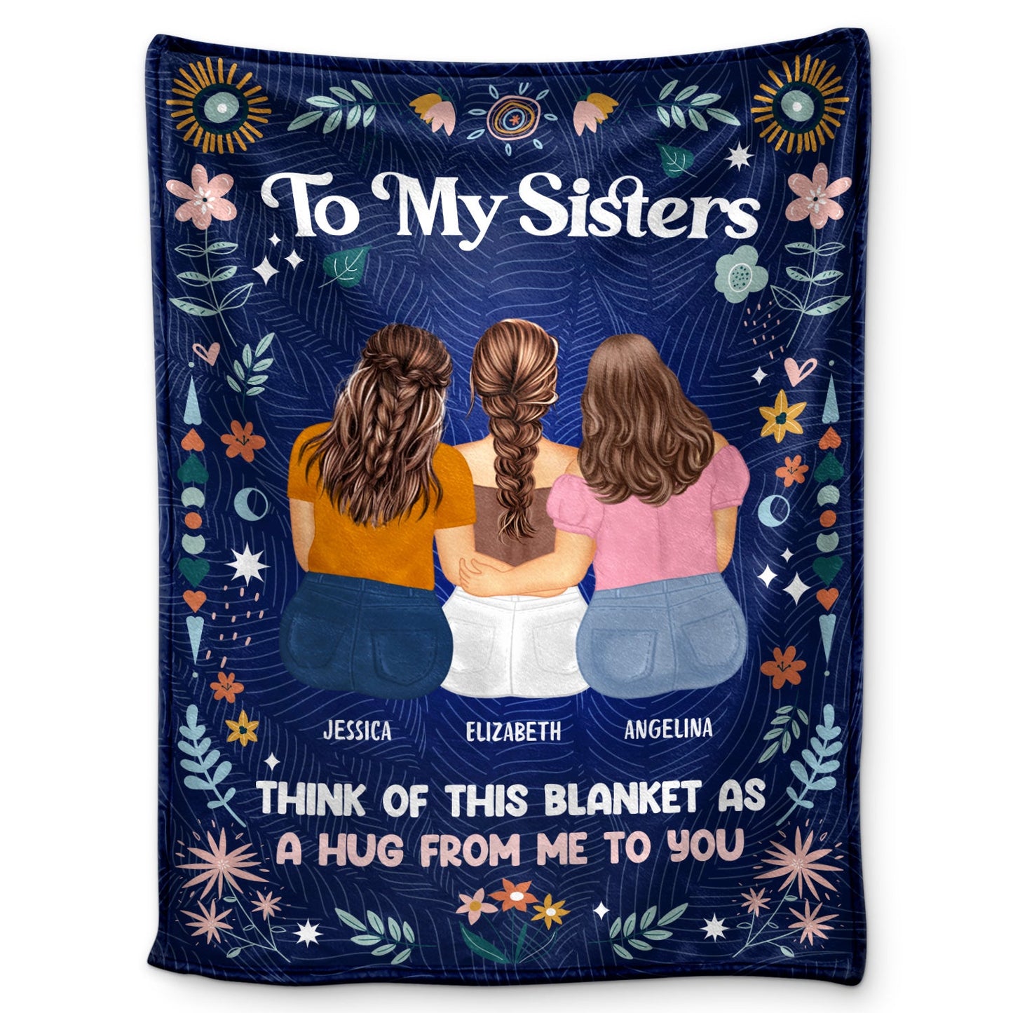 Personalized Sister Blanket: 'A Hug From Me To You' Custom Fleece Gift