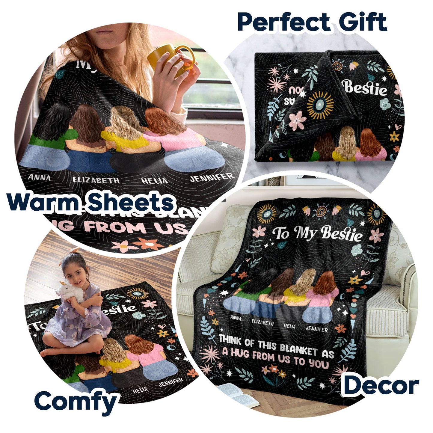 Personalized Sister Blanket: 'A Hug From Me To You' Custom Fleece Gift