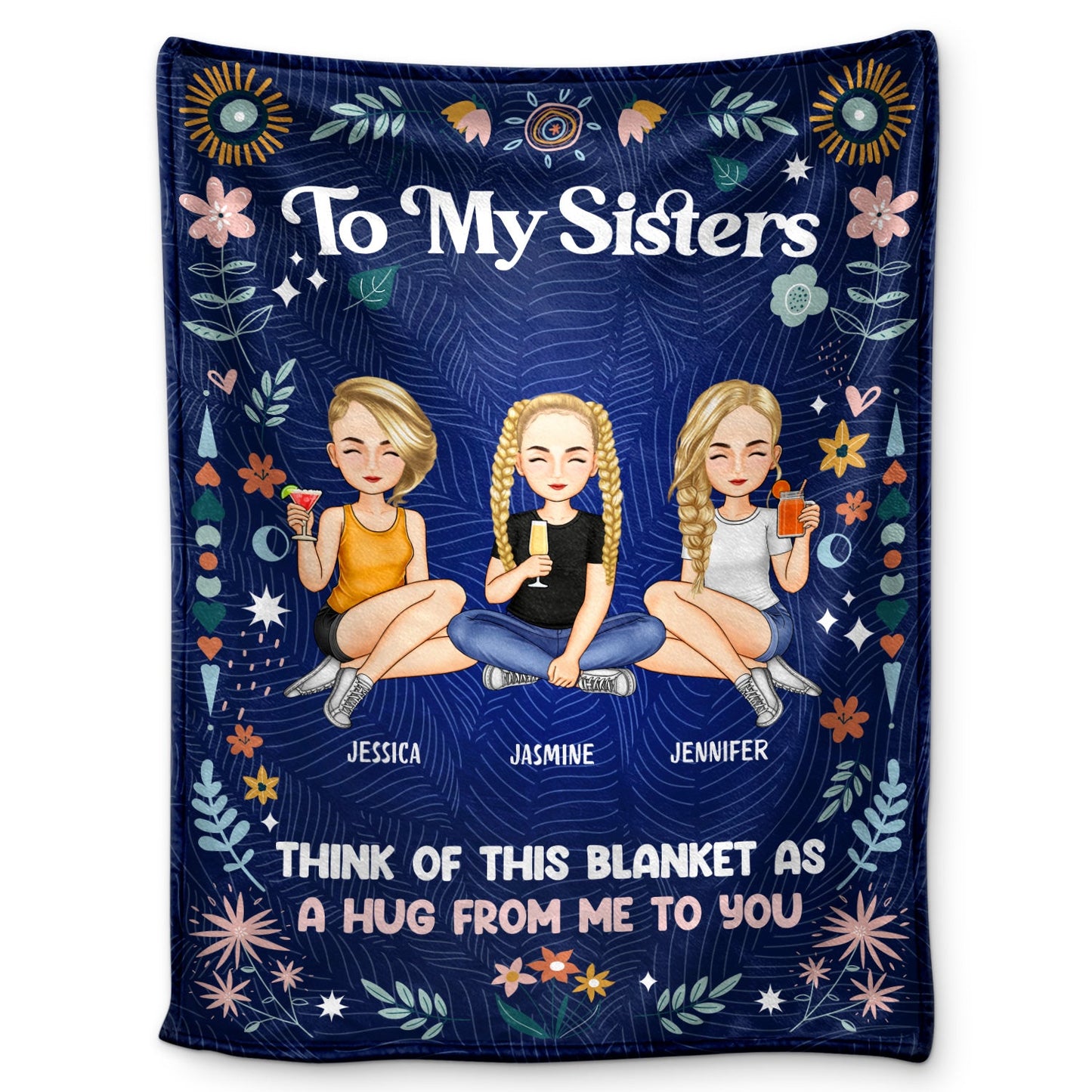 Personalized Sisters Blanket: "A Hug From Me To You" Bestie Gift